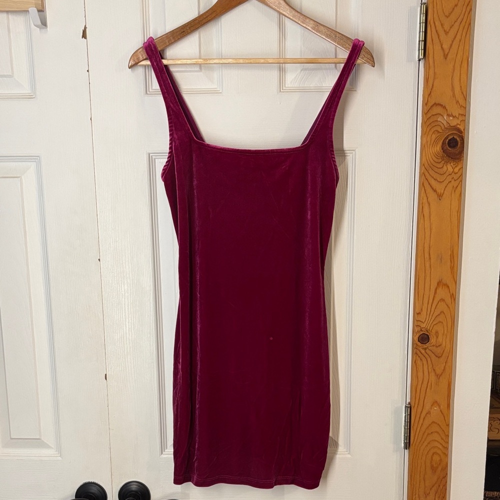 Urban Outfitters Velvet Magenta Mini Dress